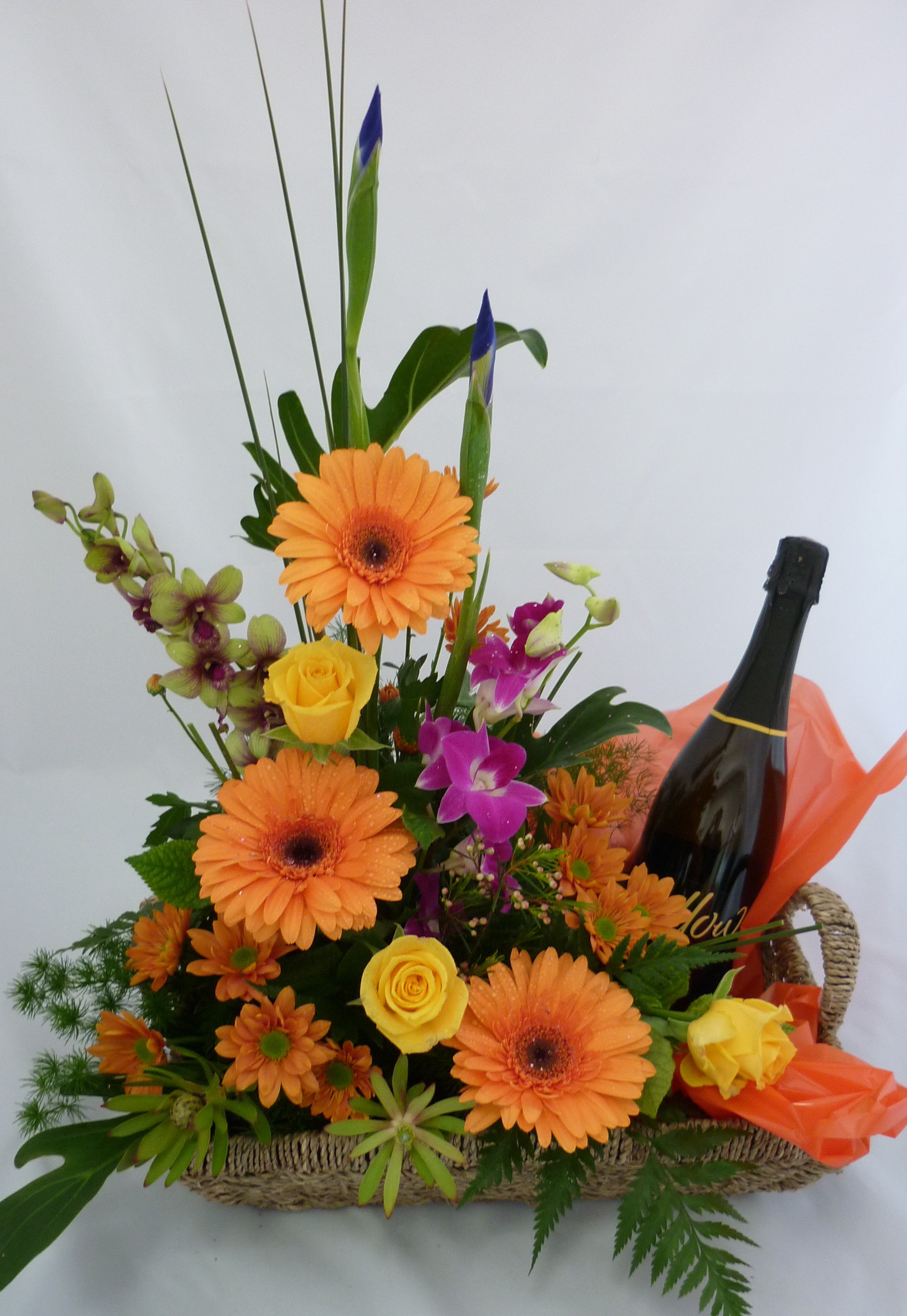 Israel Flowers (F42) Arrangement de fleurs et de vins mousseux